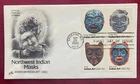 JOHN'S DEALS - US - 1980 NORTHWEST INDIAN MASKS BLOCK FDC SC#1834-37 - ARTCRAFT