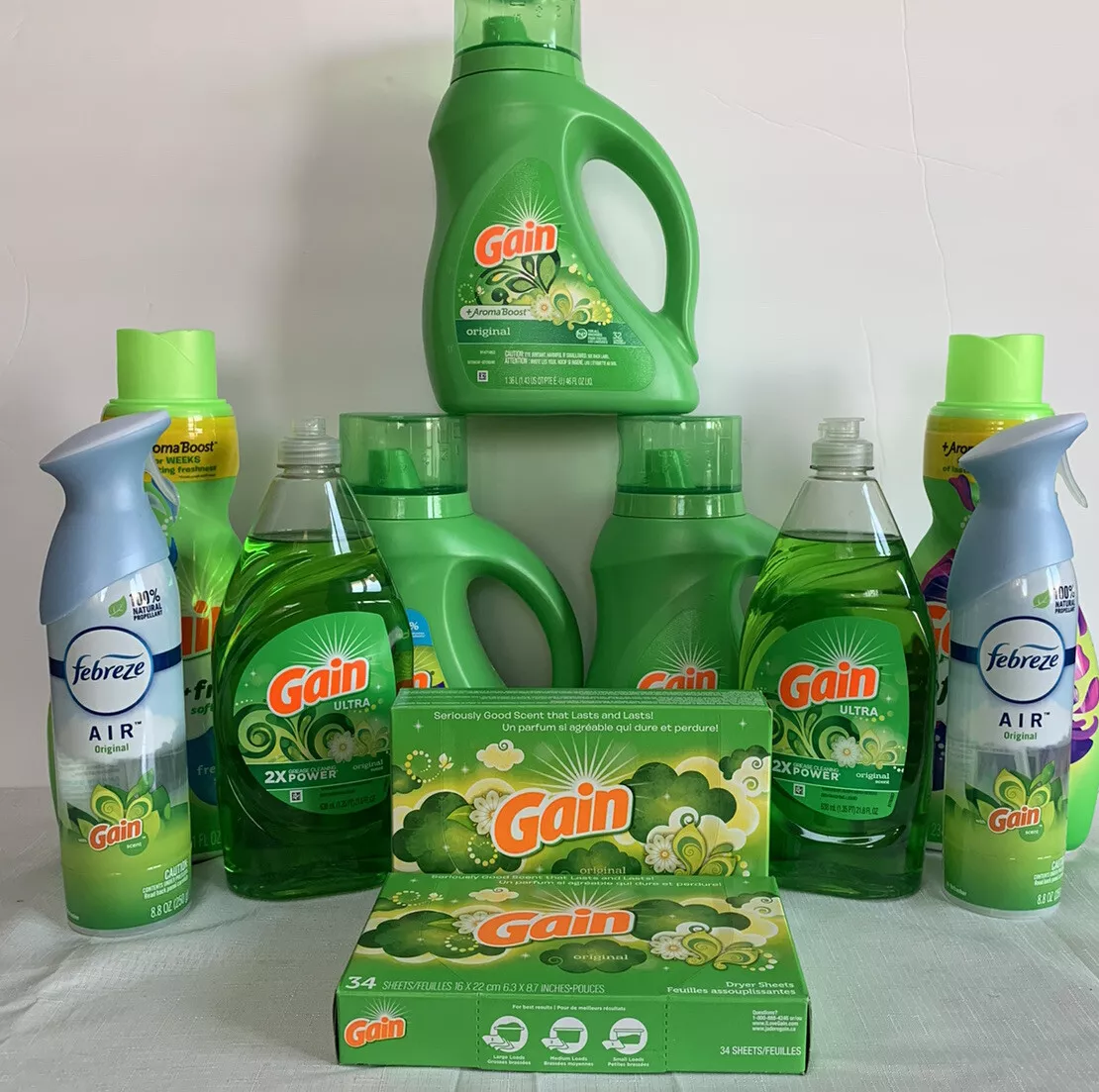 Gain Laundry detergent dishwashing liquid fabric softener air
