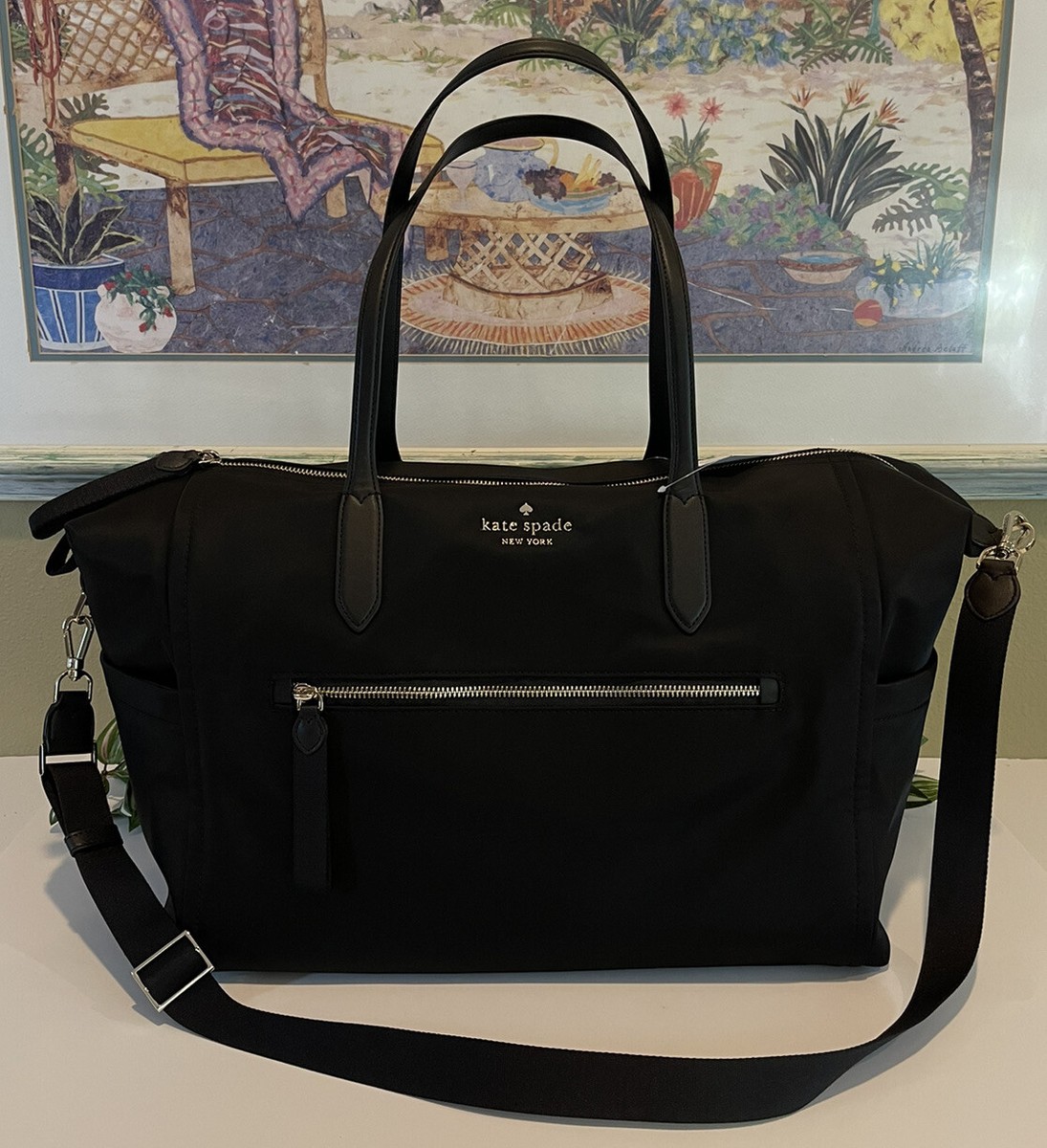 KATE SPADE CHELSEA WEEKENDER NYLON LARGE BLACK TOTE TRAVEL
