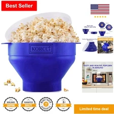 Collapsible Compact Popcorn Maker Bowl - BPA Free - Dishwasher Safe - Blue