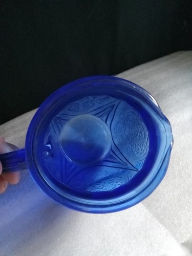 Blue Royal Lace Pitcher Hazel Atlas Depression Glass 64 oz. Vintage Good Cond - Picture 3 of 6