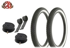 ALTA BICYCLE 20 x 2.125 WHITEWALL S-2 TIRES DIAMOND TREAD 6PC SET HEAVYDUTY TUBE