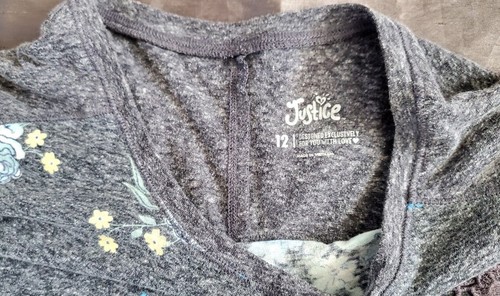 Justice girls long sleeve Floral & jeans short Multicolor Sz 12 used - Picture 8 of 12