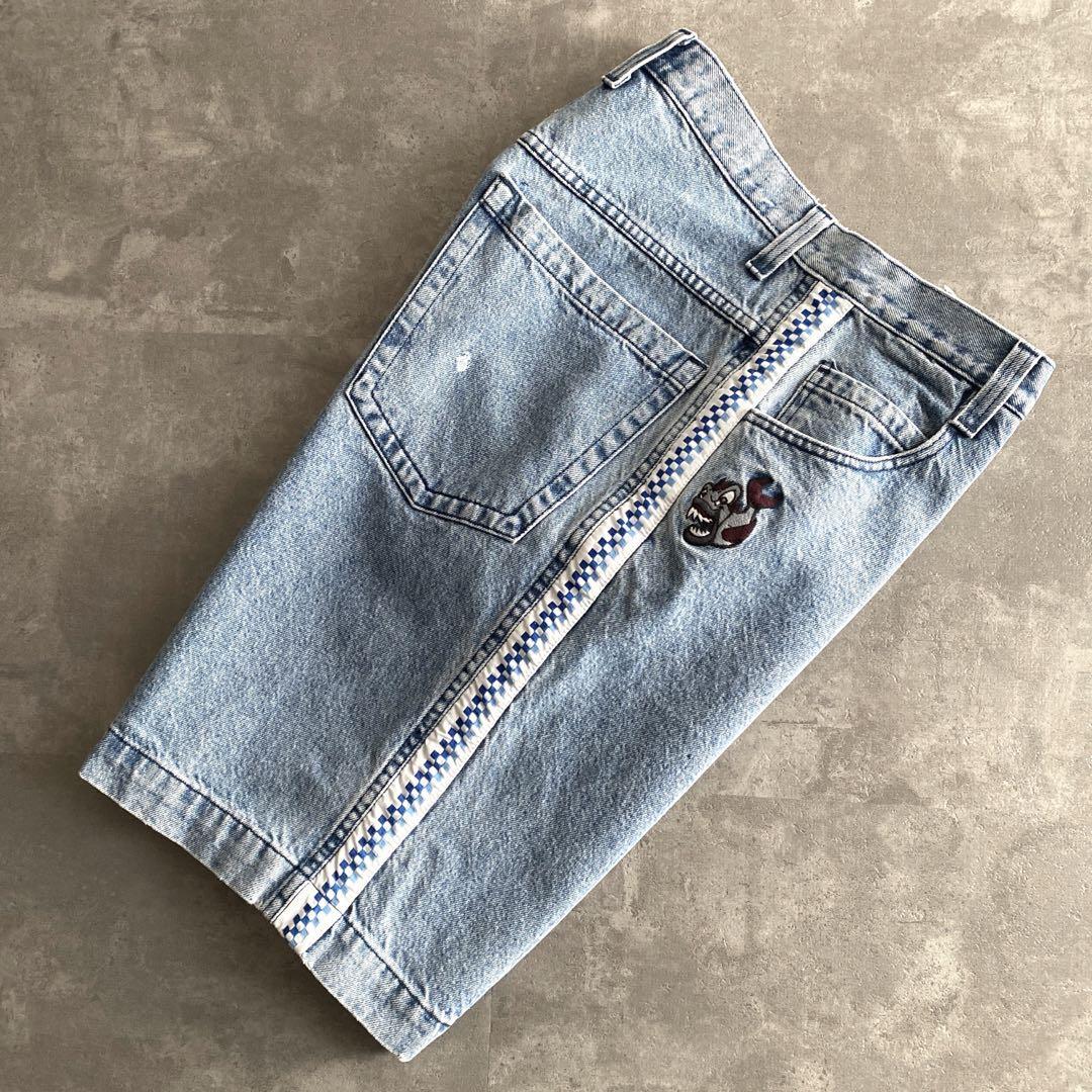 【oan】Petra Inspiration Denim Half Pants 90s JNCO Jeans Piranha Denim Baggy Shorts USA Made 34