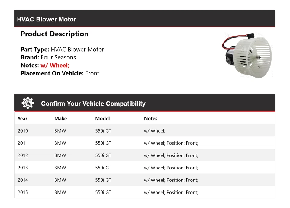 Мотор вентилятора для BMW 550i GT 2010-2015 годов выпуска 4 сезона 2011 2012 2013 2014 годов выпуска - Изображение 2 из 4
