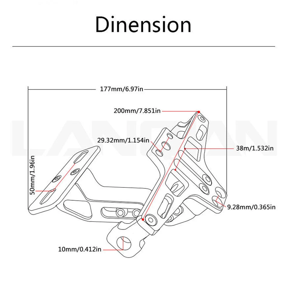 For Suzuki SV650/1000/S Bandit 650S CNC Rear License Plate Mount Holder with - Imagem 3 de 4