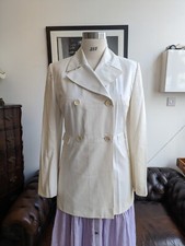 New Women's Kiton Blazer/jacket Sz M / It 42 White Cotton Db Handmade Italy