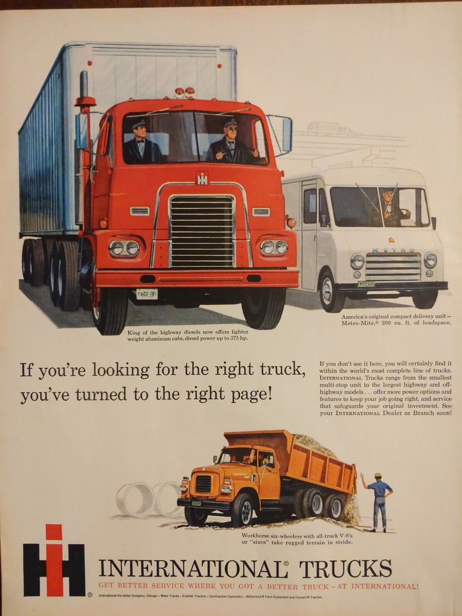 1960 international trucks print ad. The tougher the job the better