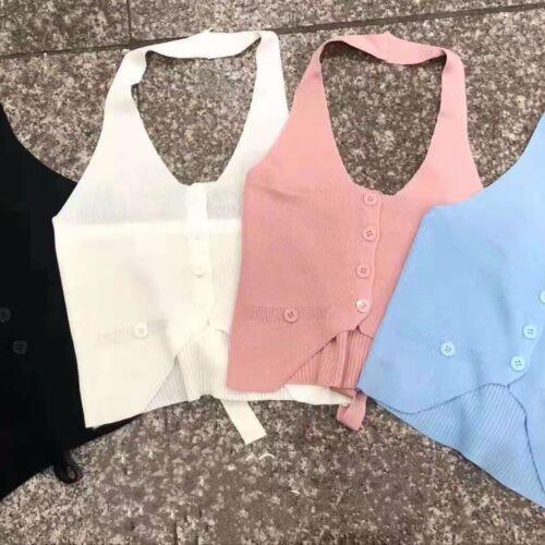 Camicia donna francese elegante collo sospeso canottiera monopetto top - Foto 11 di 11
