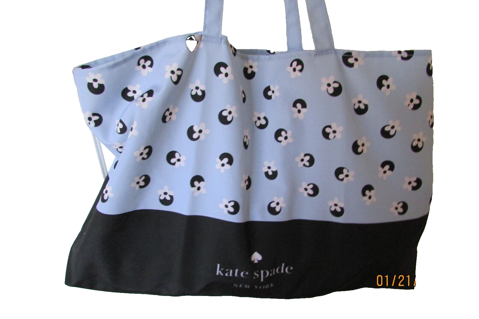 Kate Spade Tote Weekender Travel Shoulder Shopper Bag Floral Blue XL-25X15X5-NEW
