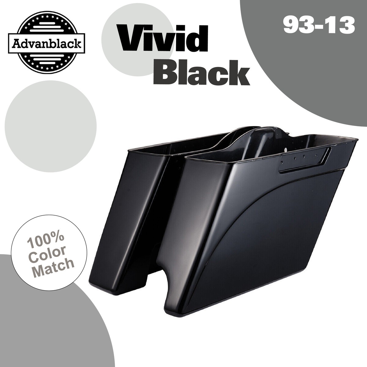Single Cutout Vivid Black Extended Bags Stretched Saddlebag