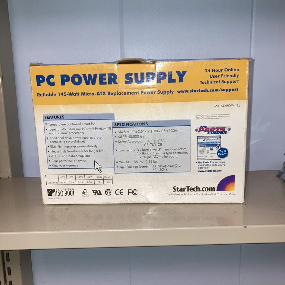 NEW IN BOX, STAR TECH ATX POWER SUPPLY 145 Watt MICATXPOW145 - Image 3 of 3