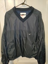 Vintage Nike Swoosh Windbreaker V Neck Pullover Pouch Mens Size Large Dark Blue