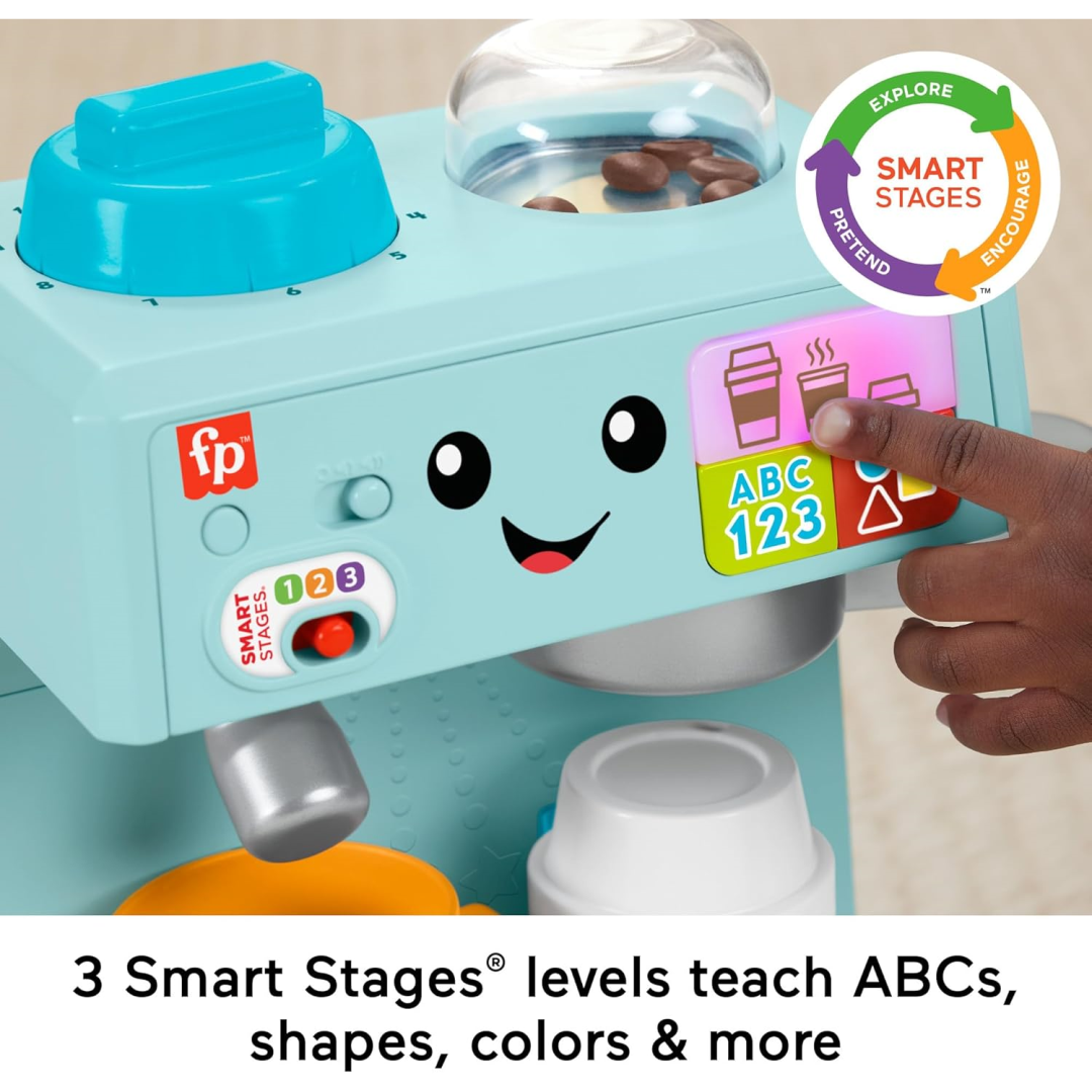 Fisher-Price Set De Café Para Llevar De Madera FSC – 15 Piezas Inspirado En Montessori – Bandeja, Vasos Con Tapa Y Postres – +3 Años