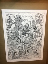Jerry Garcia “Ramble On Rose” Art Print LINE ART Variant By David Welker XX/250