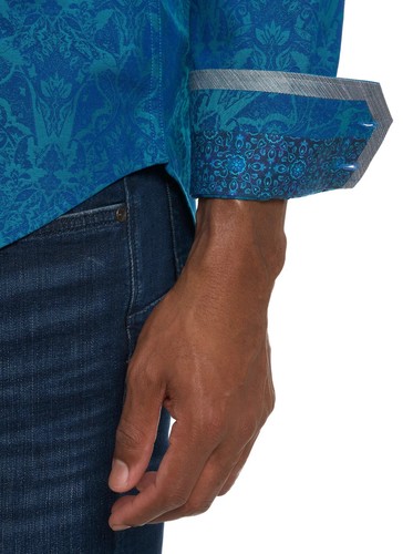 Robert Graham HIGHLAND Jacquard Turquoise 2XL Classic Fit NWT $188 FREE SHIP XXL - Picture 6 of 8