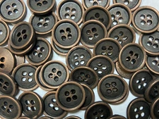 Rare Vintage Cast Metal Button Antique Copper Finish 13mm 1/2" 4hole