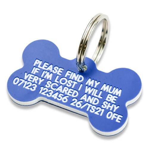 Bone Shaped Plastic Dog Pet Tag 39mm x 22mm - Deeply engraved FREE. 7 COLOURS - Picture 4 of 14
