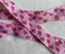 Grosgrain ribbon 7/8" pink gray flamingo standing palm beach style