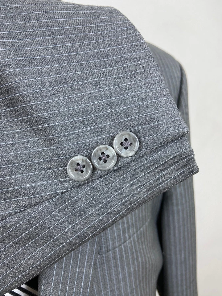 MICHAEL KORS Mens 44L Gray Stripe 100% Wool 2 Piece Suit With Dress Pants 34x31 - Image 4 of 4