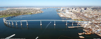 Aerial Picture of Coronado Bridge And Downtown San Diego California Poster