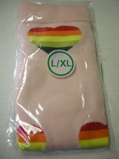 Knee High Socks, Size L/XL, Heart Design, Pink, Brand New