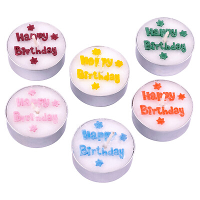 pajoma  6x Geburtstags-Teelicht ''Happy Birthday'' Ø 3,7 cm Kerzen aus Parafin