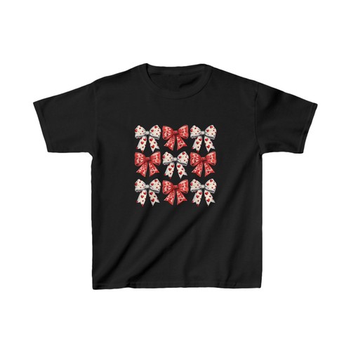 Kids Valentine's day Shirt, Valentine's day Heart Coquette Bow Kids Girl T-Shirt - Picture 7 of 18