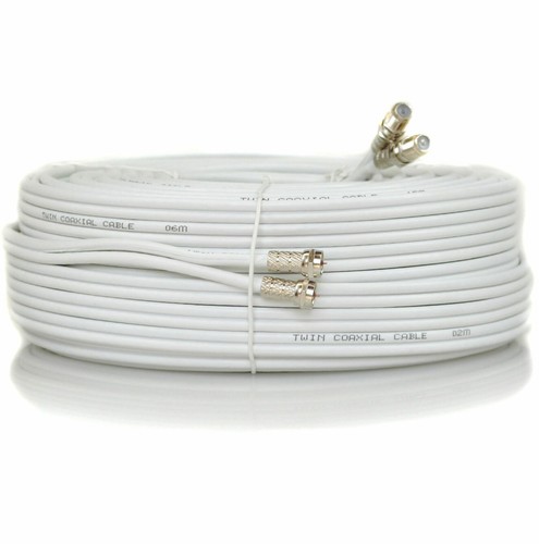 10m Metre White Twin Satellite Extension Cable Lead for Sky + Hd Coax Shotgun - Picture 4 of 8