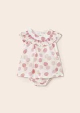 COMPLETO ABITO CERIMONIA NEONATA MAYORAL 1817 COTONE ROSA ORIGINALE PE 2023