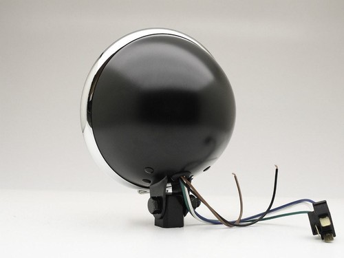 Headlight 5.75" ECE Bottom Mount Black/Chrome Rim - Custom Cafe Bobber Chopper - Picture 5 of 8