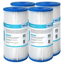 4 Pack 10"x4.5" Washable Pleated Sediment PP Water Filter for GE FXHSC GXWH-30C