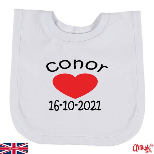 Baberas de bebé personalizadas - baberas fecha de nacimiento del bebé - baby shower - anuncio de embarazo - Imagen 2 de 3