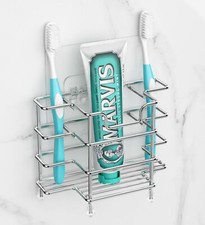 Wall Mount Toothbrush Holder for Bathroom, Shower, Stainless Steel