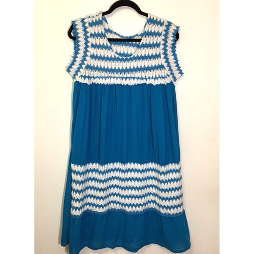 Vintage Mexican Dress Crochet Gauze Boho Festival Peasant Cottagecore Muumuu T10 - Picture 3 of 12