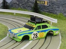AURORA AFX BODY FORD ESCORT RALLEY green - yellow - blue 28 NM