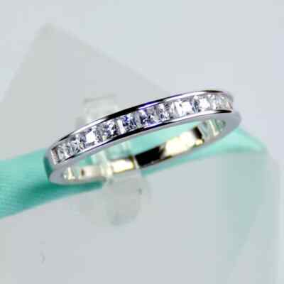 2Ct Princess Lab-Created Diamond Channel Set Band Ring 14K White Gold Plated