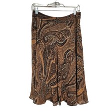Vtg Sz 6 Midi Fairy Skirt Flared Paisley Brown Boho Layered Grunge Y2K 90s