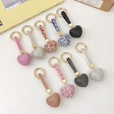 Rhinestone Heart Keychain Key Ring Bag Pendant Car Hanging Jewelry Accessories 