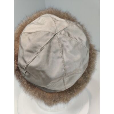 Vintage Echos de Paris Rabbit Fur And Gold Fabric Hat 21\