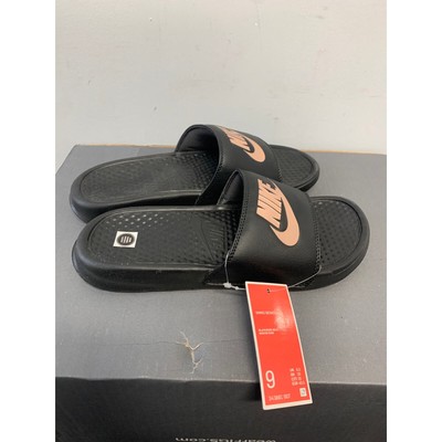 Nike Benassi Jdi Black Rose Gold Women's Size 9 BRAND NEW SHIPS NOW