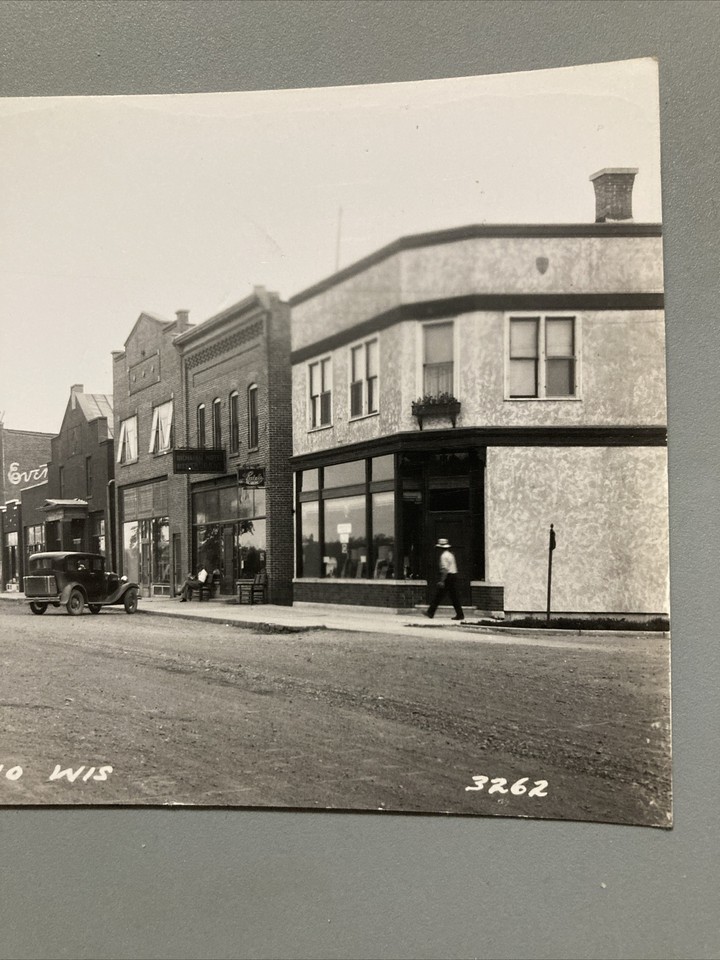 Wabeno WI RPPC Postcard View 3262 Main Street Scene Storefronts Old