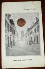 Vintage postcard landscape Italy Lombardy Mantua Goito Via Ascoli Piceno