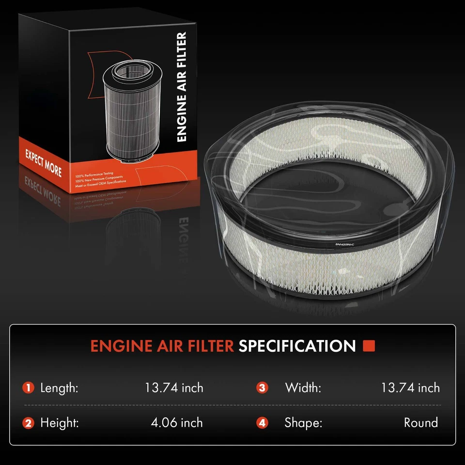 Filtro de ar do motor para Chevrolet C1500 C2500 C3500 Impala GMC Jimmy K1500 Olds - Imagem 2 de 4