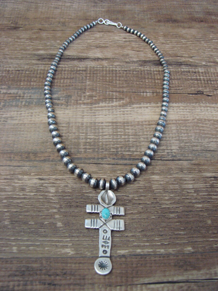 Genuine Hand Stamped Sterling Silver Navajo Pearl 16