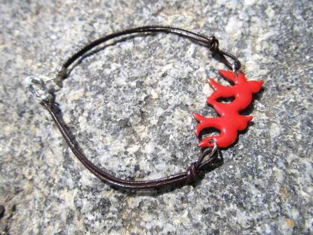 Emaille Armband Schwalben Vögel Miniblings Vogel Schwalbe Tauben emailliert rot - Bild 2 von 4
