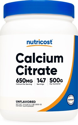 Nutricost Pure Calcium Citrate Powder (500 Grams), Non-GMO, Gluten Free