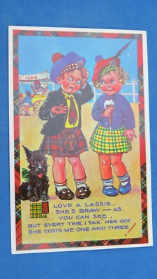 Vintage Comic Postkarte 1970 Meer Eistüte Wagen ICES Schottland Schottisch