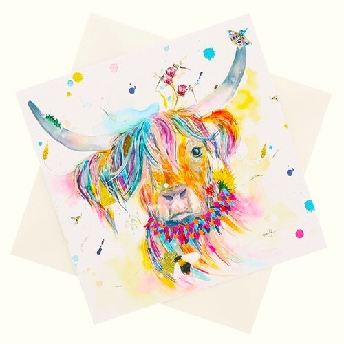 Highland Cow LoveLillyArt Cards Hettie Birthday Christmas Easter