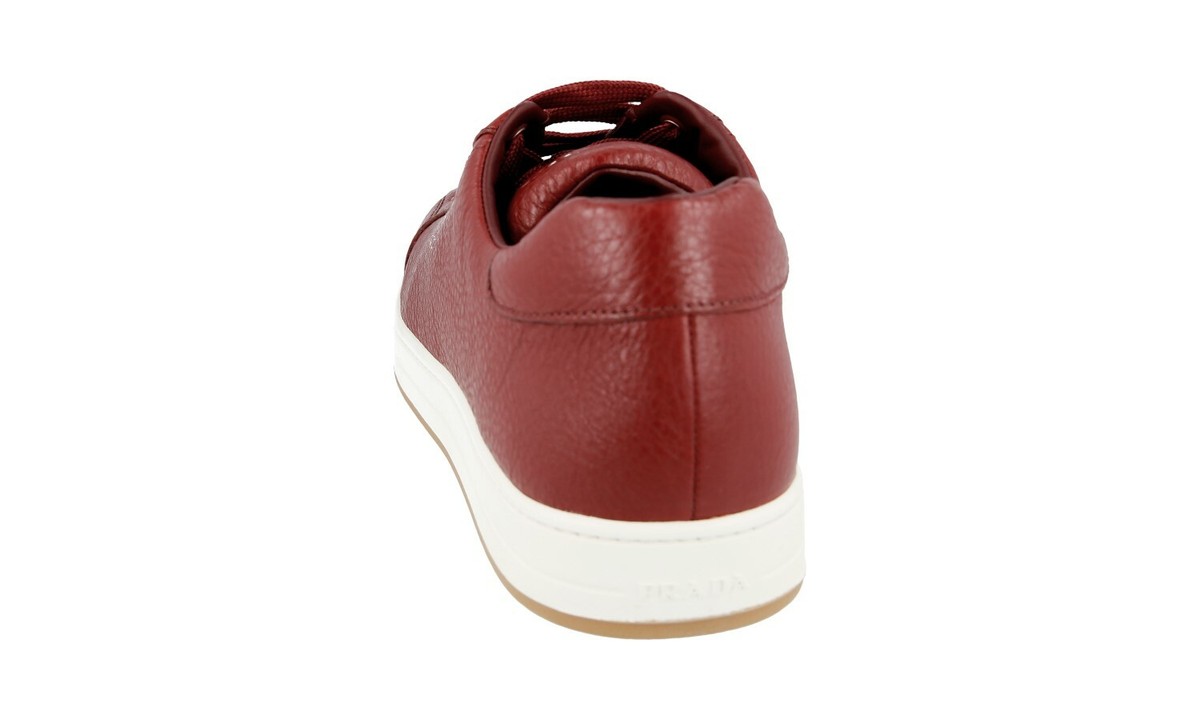 PRADA Leather Downtown Sneakers - 4E3507 - Red White - NEW 